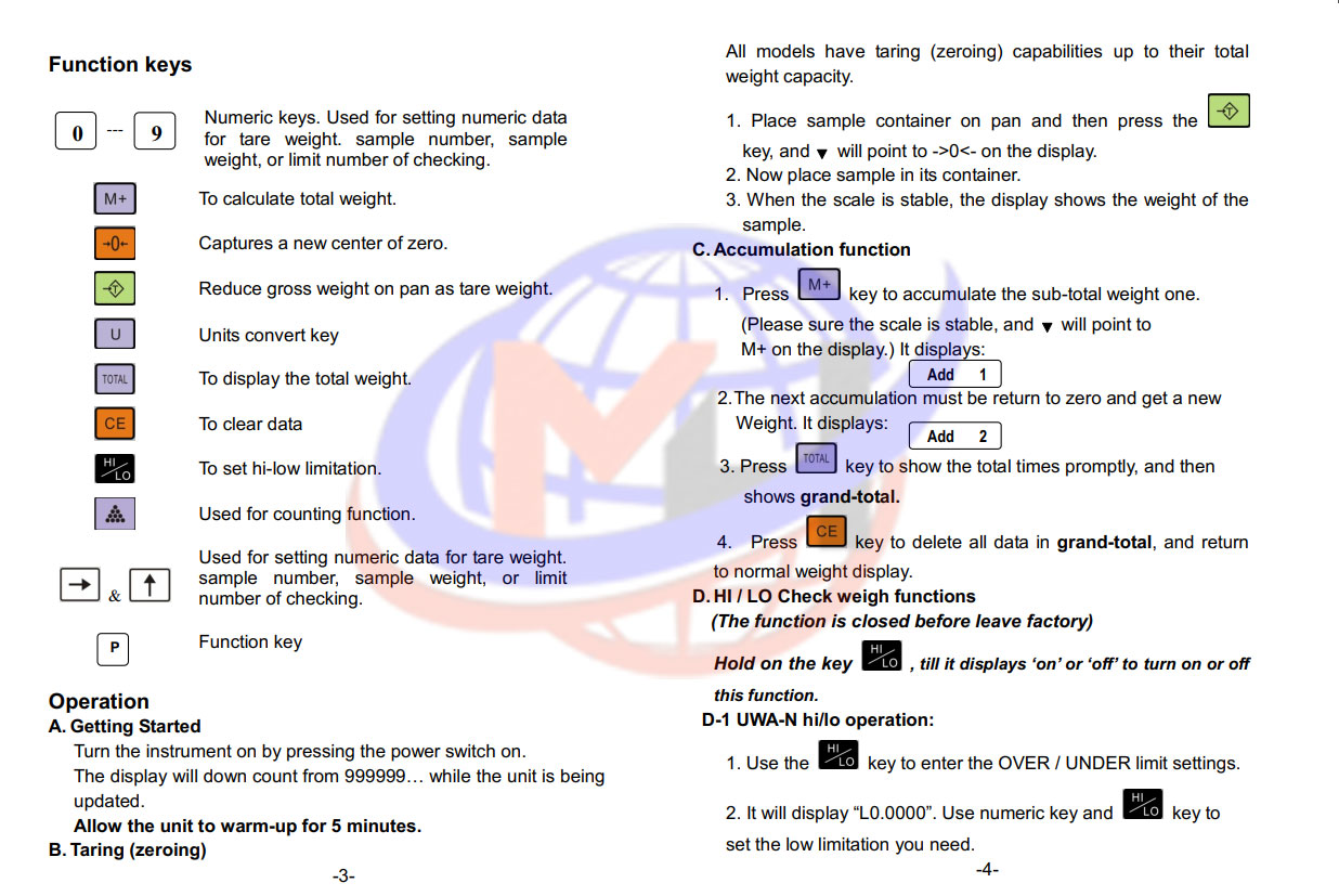 Hướng dẫn sử dụng toàn tập cân UWA-N UTE3
